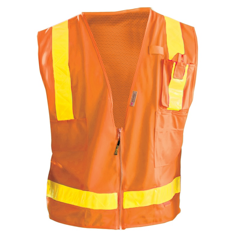 High Visibility Premium Solid/Mesh Gloss Safety Vest Orange